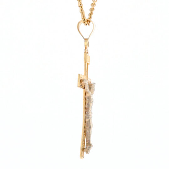 Two Tone Gold Crucifix Pendant