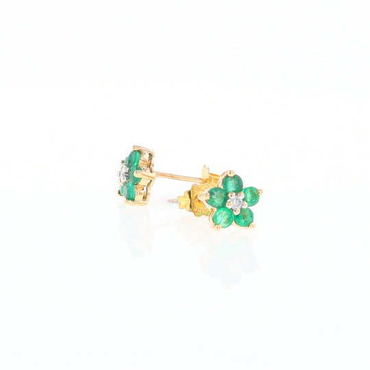 Emerald Flower Stud Earrings