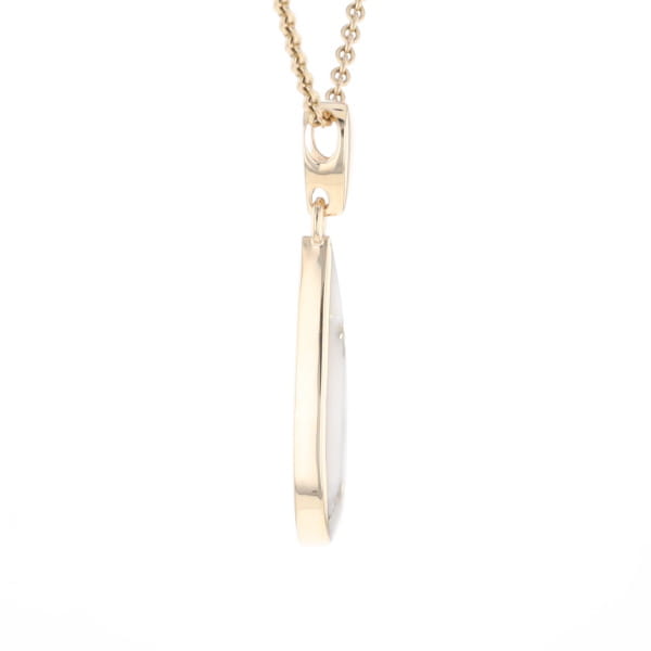 Gold Quartz Pendant Tear Drop Inlaid Design G1