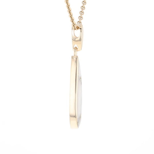 Gold Quartz Pendant Tear Drop Inlaid Design G1