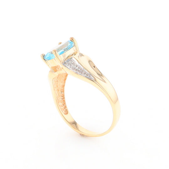 Blue Topaz Ring with Diamond Accents