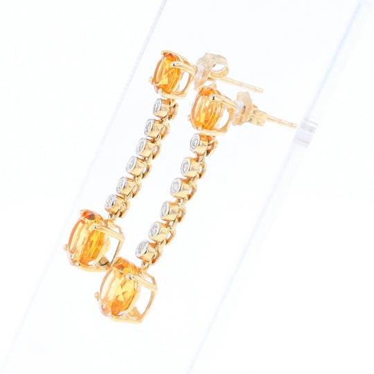 Citrine and Diamond Dangle Drop Earrings