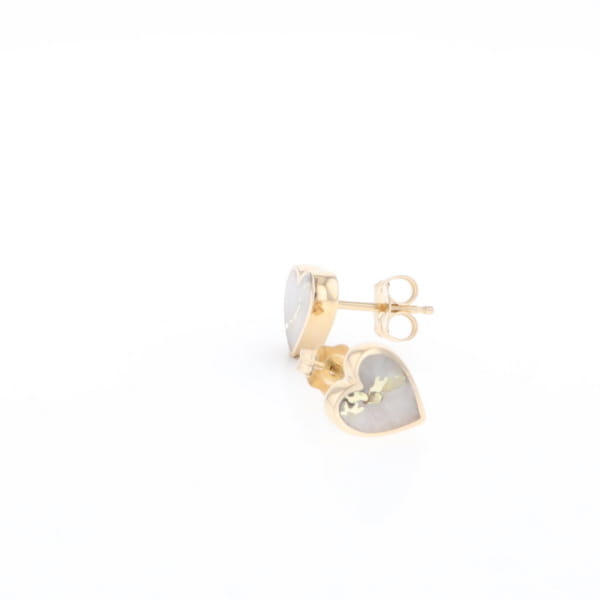 Gold Quartz Heart Stud Earrings - G2