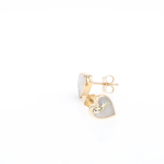 Gold Quartz Heart Stud Earrings - G2
