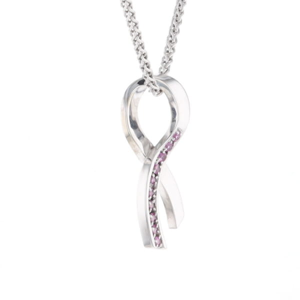 Pink Sapphire Breast Cancer Ribbon Pendant