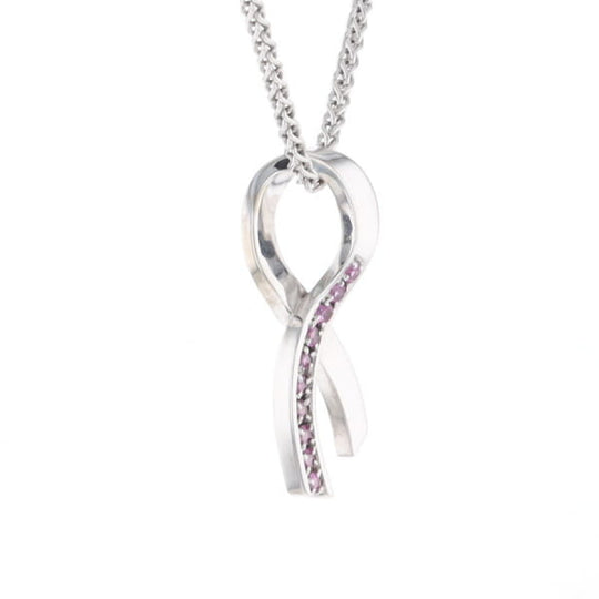 Pink Sapphire Breast Cancer Ribbon Pendant