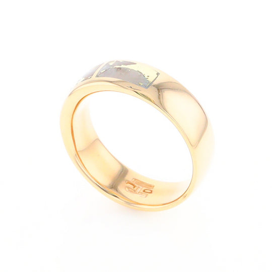 Gold Quartz Ring 3 Section Rectangle Inlaid Band