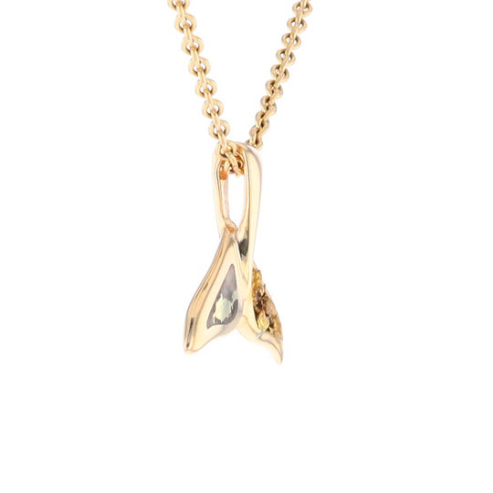 Small Whale Tail Gold Quartz and Gold Nugget Pendant