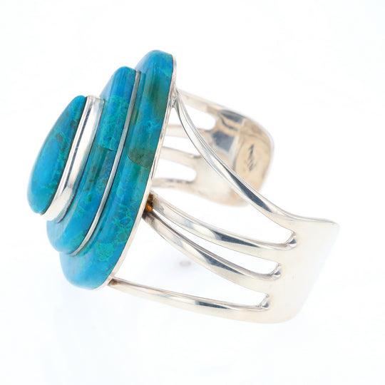 3-Layer Turquoise Raindrop Sterling Silver Cuff