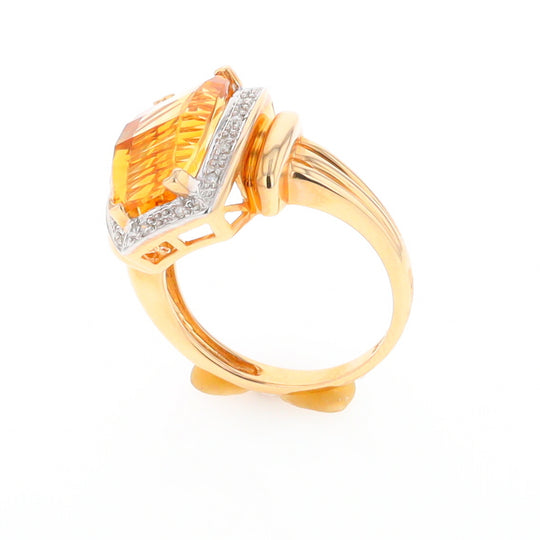 Fancy Cut Citrine Diamond Halo Ring