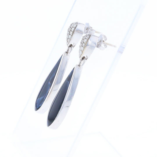 Natural Pietersite Inlaid Teardrop 0.22ctw Diamond Earrings