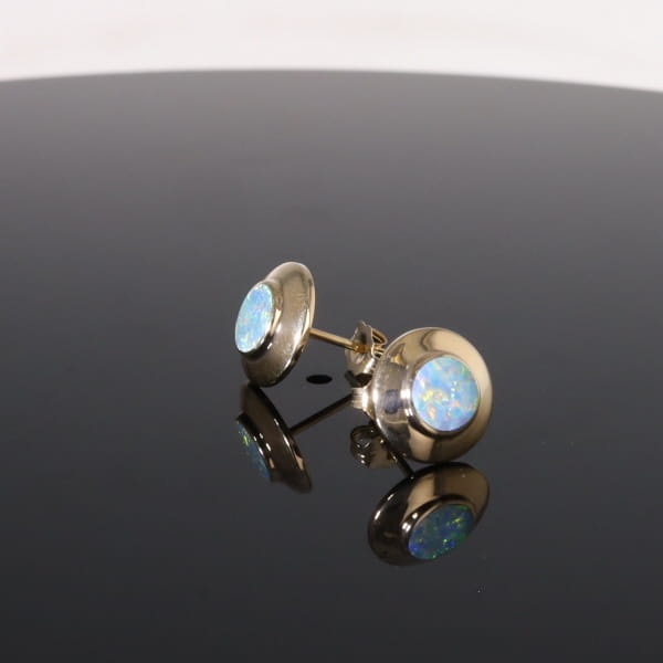 Opal Earrings Round Inlaid Design Studs