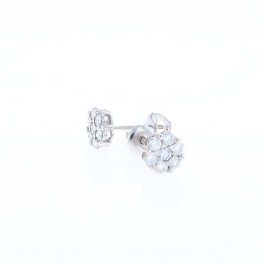 White Gold Diamond Cluster Stud Earrings