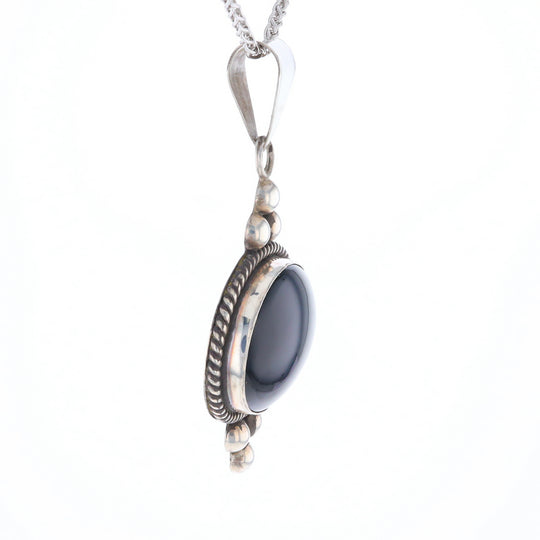 Bezel Set Onyx Beaded Pendant