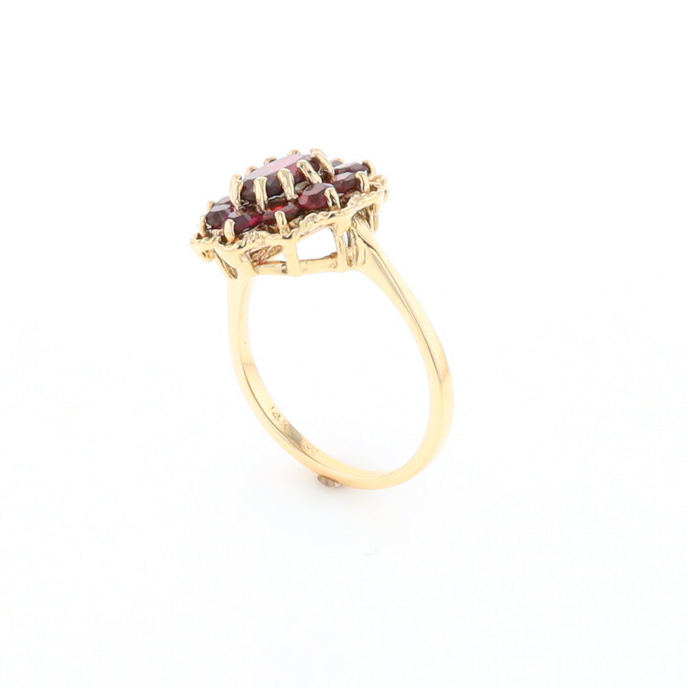 Floral Cluster Garnet Ring