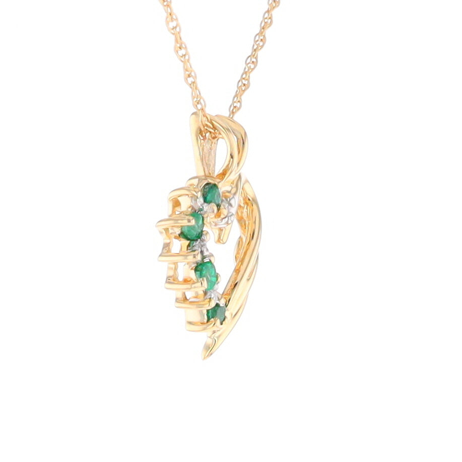 Open Heart Emerald and Diamond Pendant