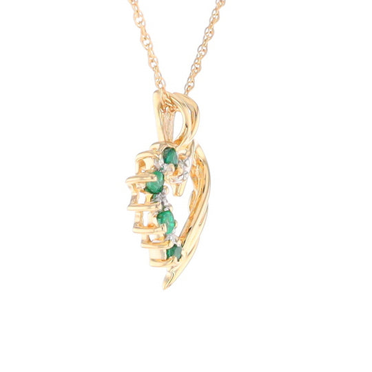 Open Heart Emerald and Diamond Pendant