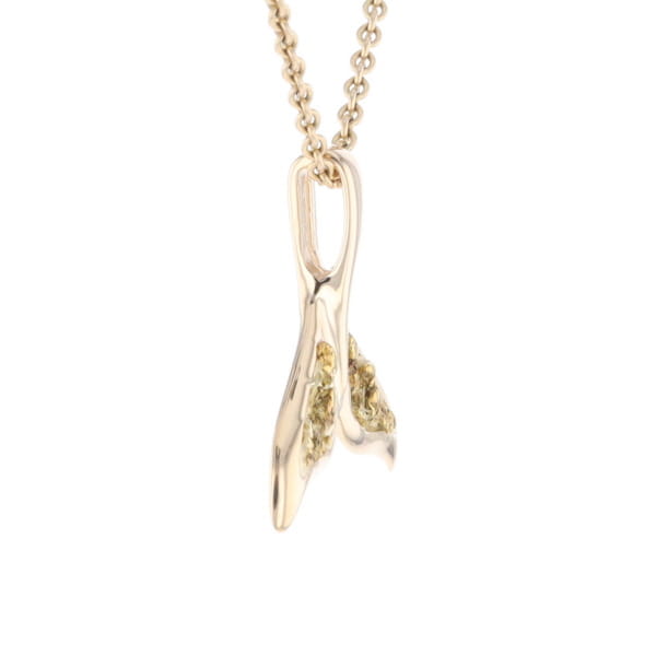 Whale Tail Natural Nuggets Double Inlaid Sea Life Pendant
