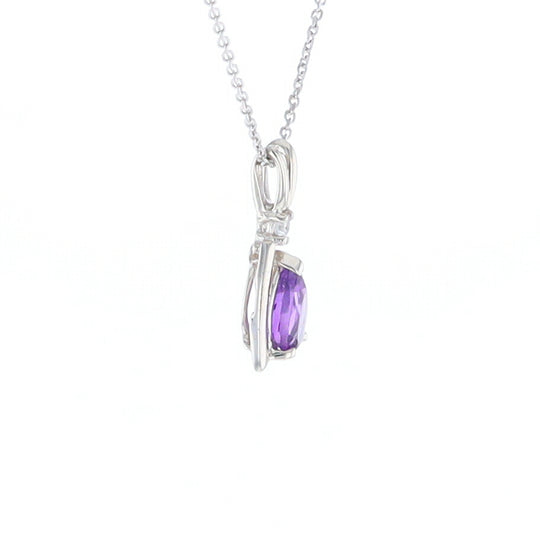 Amethyst Pear Ribbon Necklace
