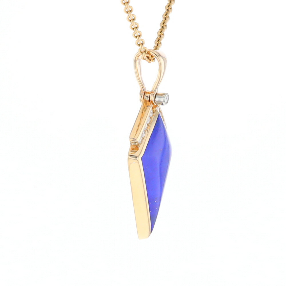 Lapis Kit Shaped Inlaid Pendant with 0.19ctw Diamonds