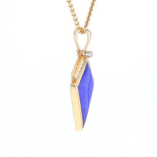 Lapis Kit Shaped Inlaid Pendant with 0.19ctw Diamonds