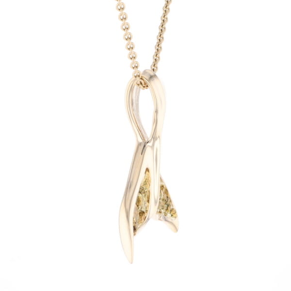 Whale Tail Natural Gold Nuggets Inlaid Pendant XL