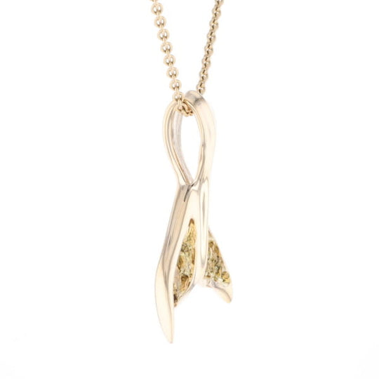 Whale Tail Natural Gold Nuggets Inlaid Pendant XL