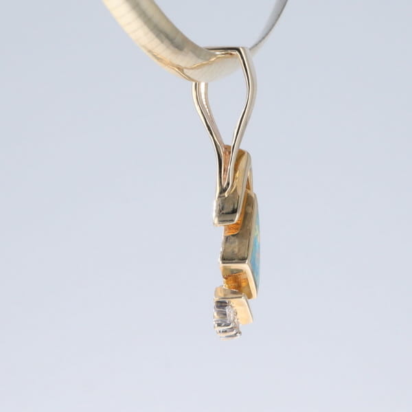 Opal Pendant Triangle Inlaid Design with .07ctw Round Diamonds