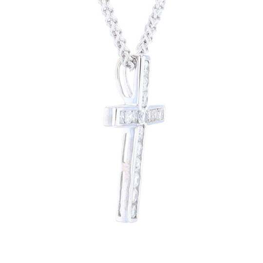 Channel Set Diamond Cross Pendant