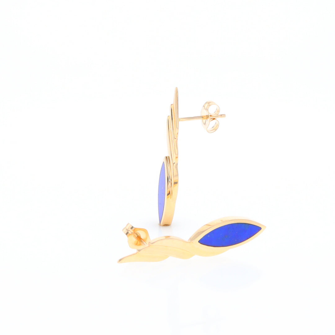 Marquise Lapis Swirl Design Inlaid Earrings