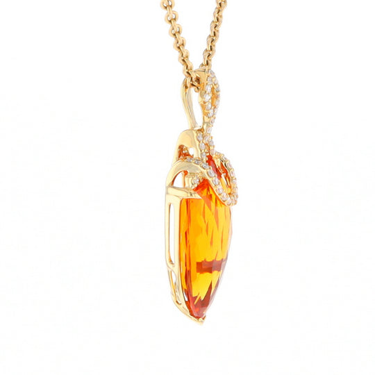 Citrine Pendant with Diamond Bail