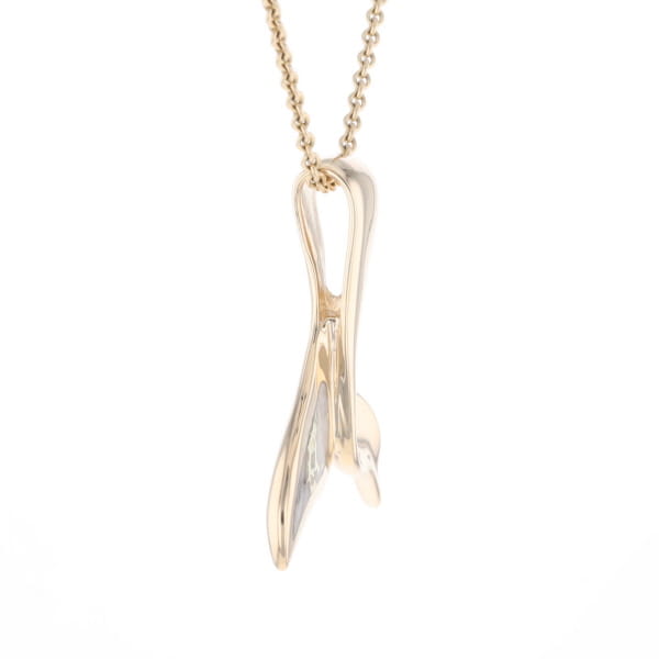 Whale Tail Natural Gold Quartz Single Side Inlaid Pendant