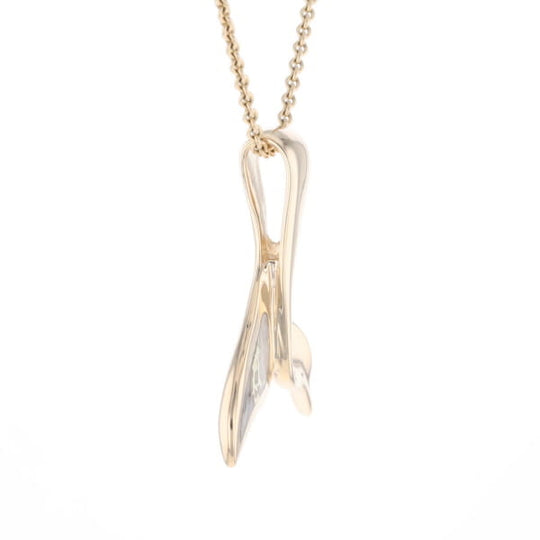 Whale Tail Natural Gold Quartz Single Side Inlaid Pendant