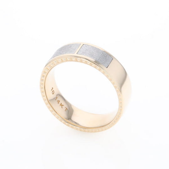 3 Section Men's Meteorite  Milgrain Topped Ring