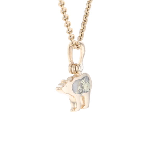 Gold Quartz Inlaid Polar Bear Pendant