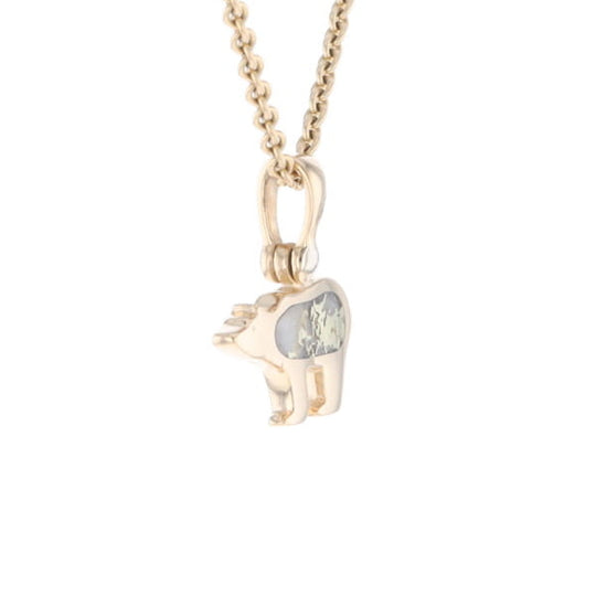 Gold Quartz Inlaid Polar Bear Pendant