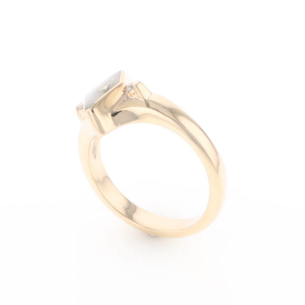 G2 Gold Quartz Ring Diamond Shape Inlaid with 0.05ctw Round Diamonds