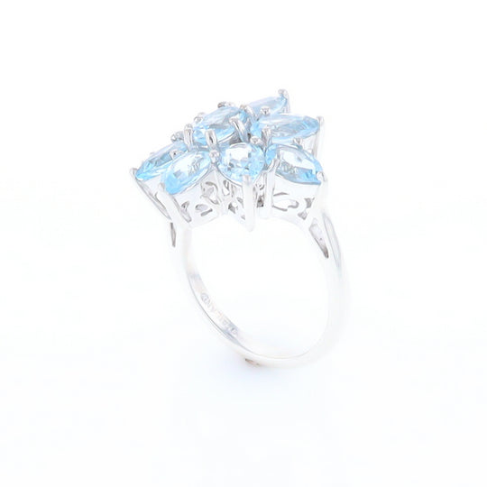 Blue Topaz Flower Ring