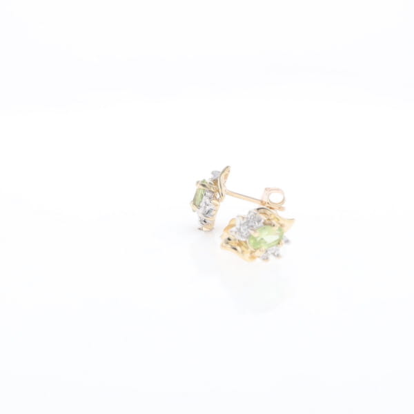 Bypass Peridot and Diamond Stud Earrings
