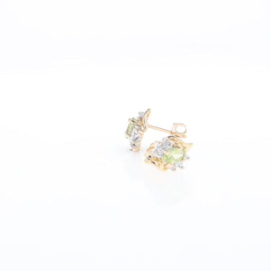 Bypass Peridot and Diamond Stud Earrings