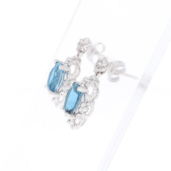 London Blue Topaz in Filigree Setting Dangle Earrings