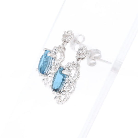 London Blue Topaz in Filigree Setting Dangle Earrings