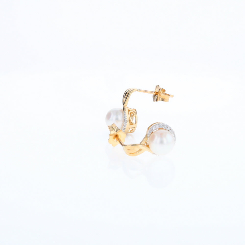 Pearl Drop Earrings with Diamond Halos