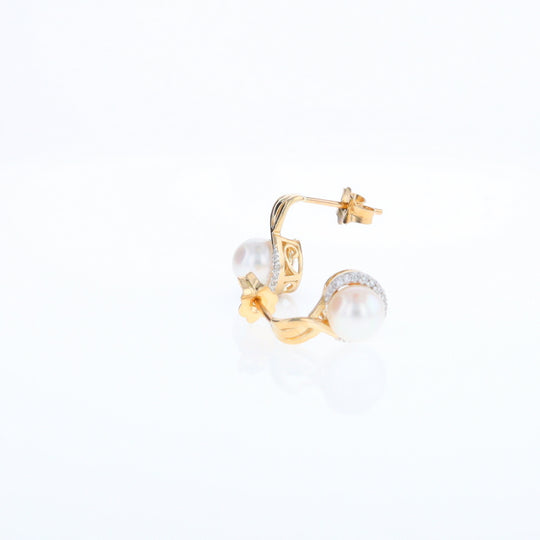 Pearl Drop Earrings with Diamond Halos