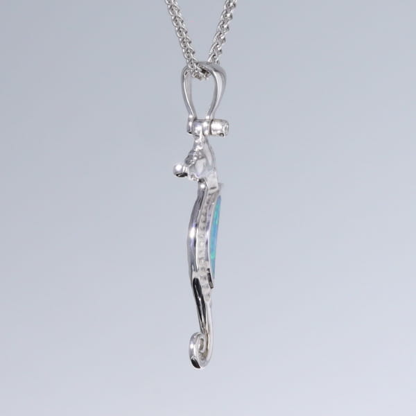 Opal Pendant Inlaid Realistic Sea Horse Design