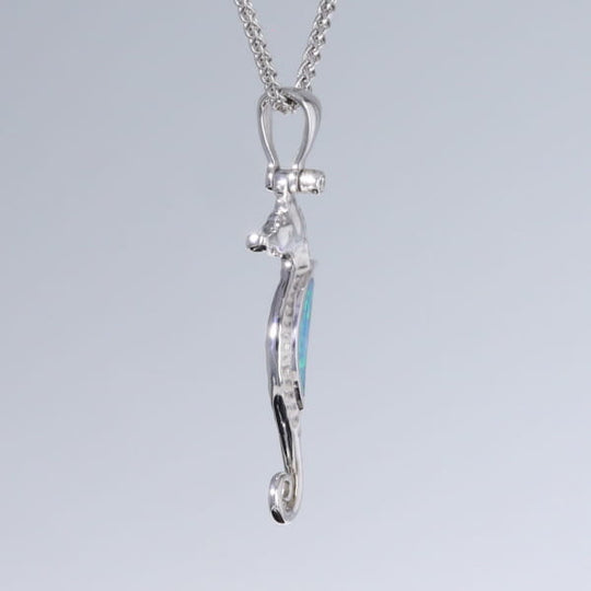 Opal Pendant Inlaid Realistic Sea Horse Design