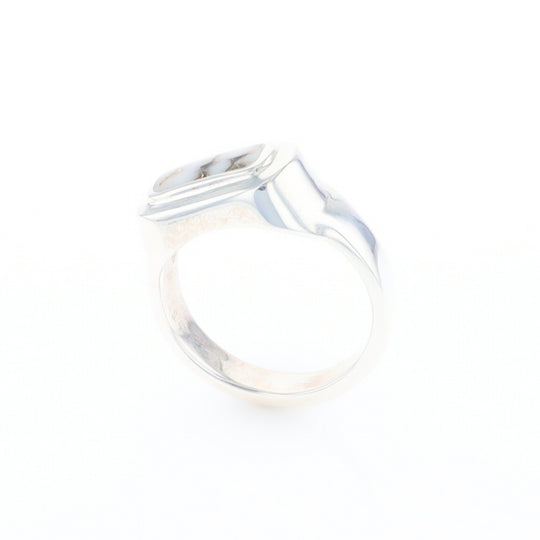 Sterling Silver Gold Quartz Inlaid Rectangular Ring - G3