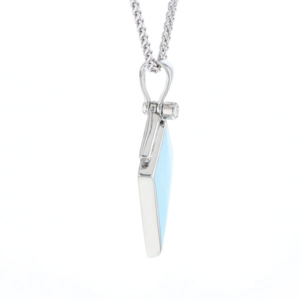 Sleeping Beauty Turquoise Kite Shaped Inlaid Pendant with 0.19ctw Diamonds