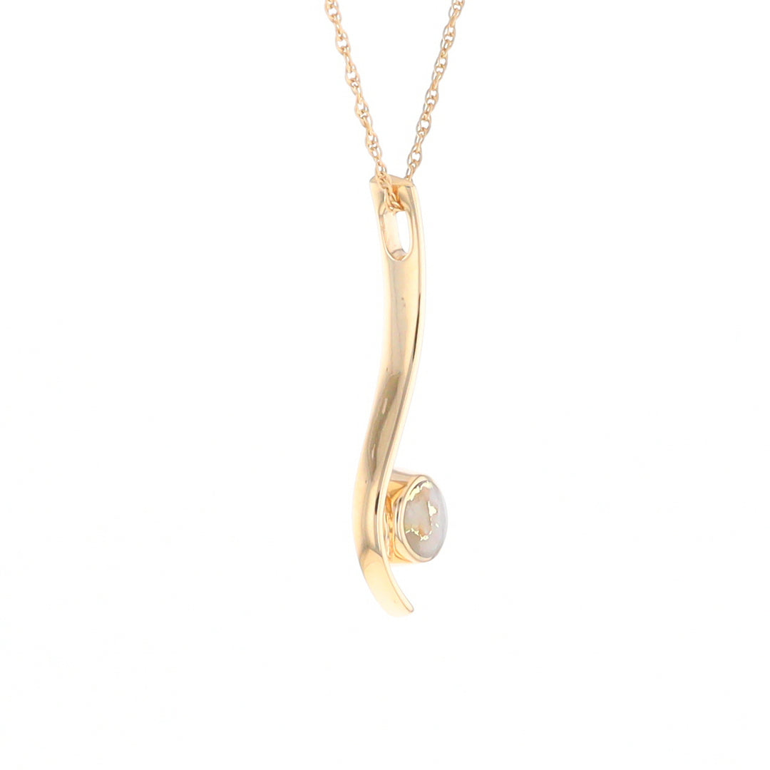 Round Inlaid Gold Quartz Curved Bar Pendant G2