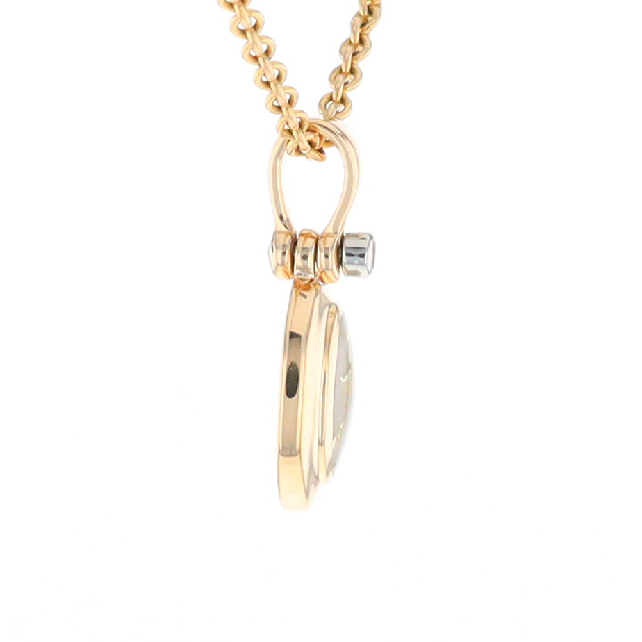 Gold Quartz Oval Inlaid Pendant with .02ct Diamond